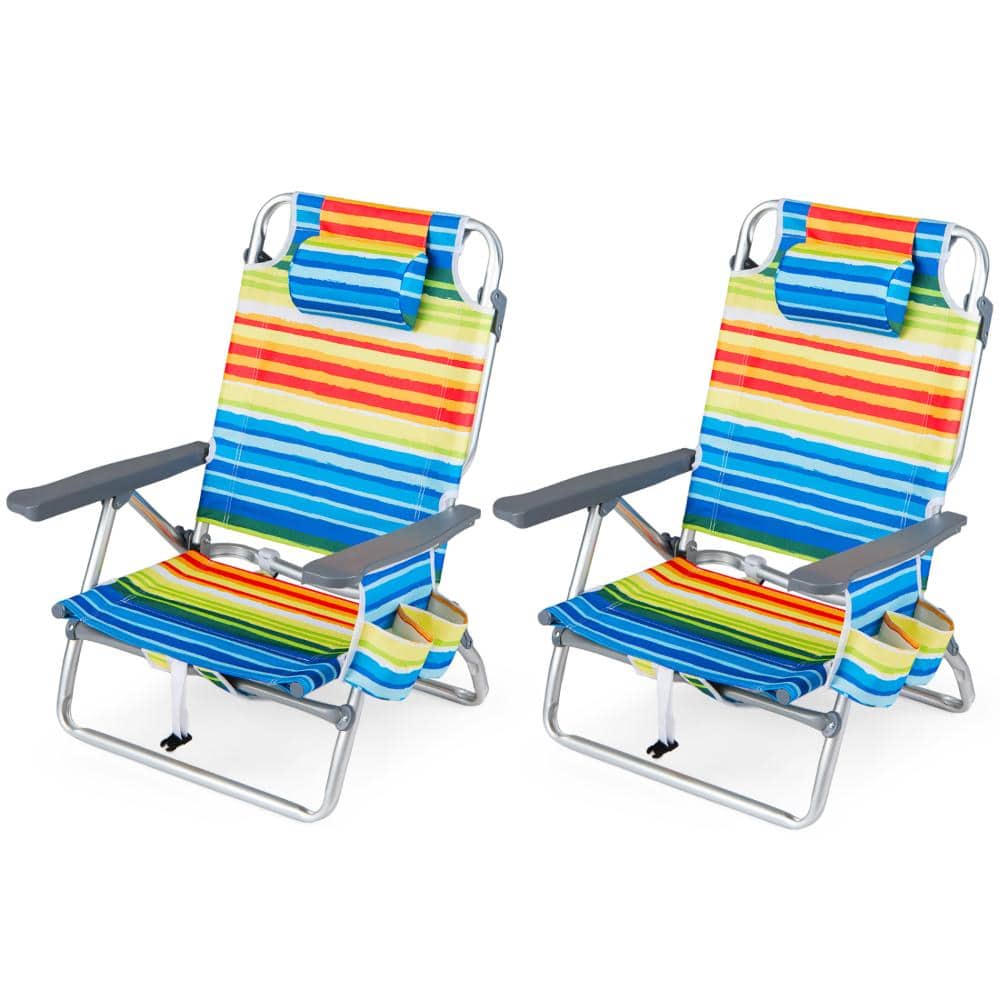 Set of 2 Folding Backpack Beach Chairs with 5-Position Recline, Cooler Bags and 330 lb. Capacity, Yellow price history on PriceWatchPro