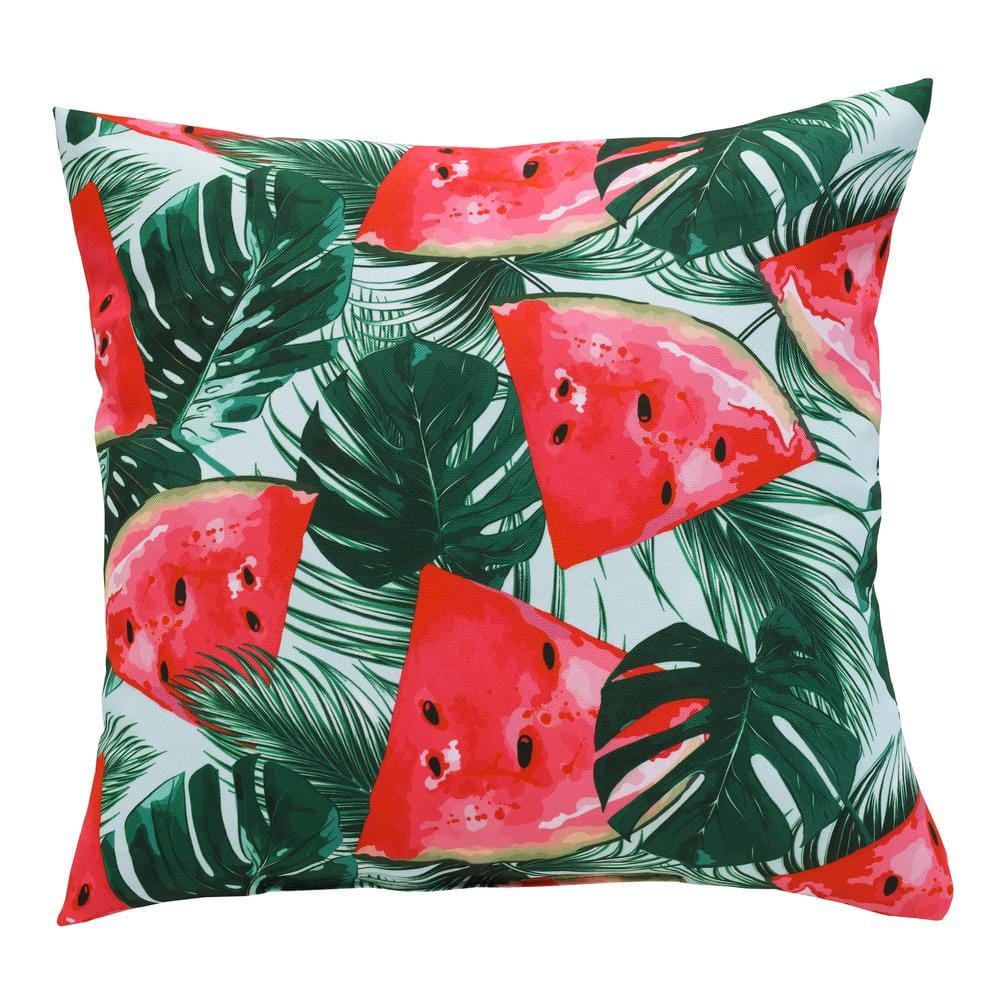 16 in. x 16 in. Square Outdoor Reversible Throw Pillow Multi-Colored Watermelons Print price history on PriceWatchPro