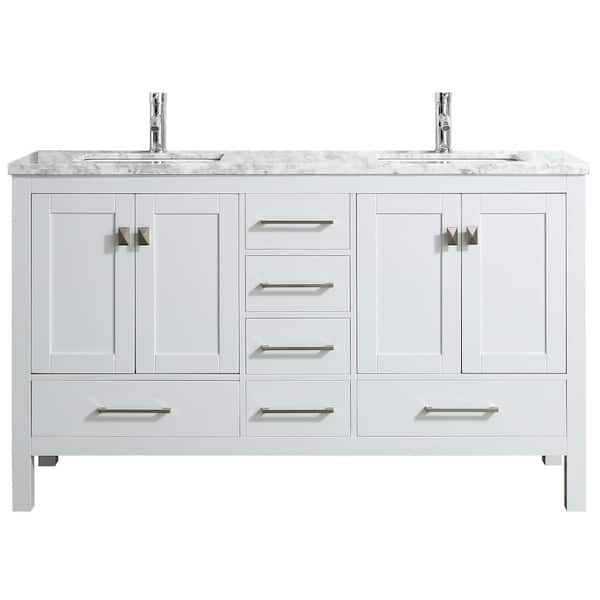 Transitional White Bathroom Vanity With, 18 Deep Bathroom Vanity With Sink