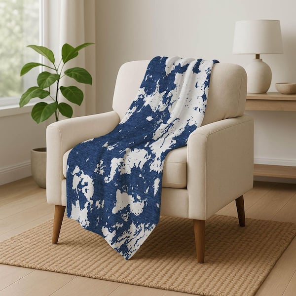 Premium Machine Washable ASB897 Navy 50 in. x 70 in. Sherpa Throw Blanket