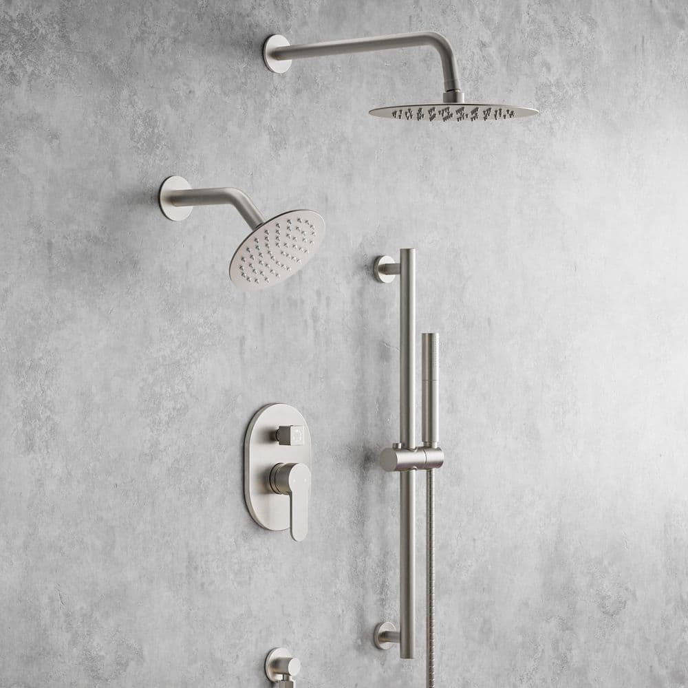 Dual Function Brushed Nickel Stainless Steel Shower System