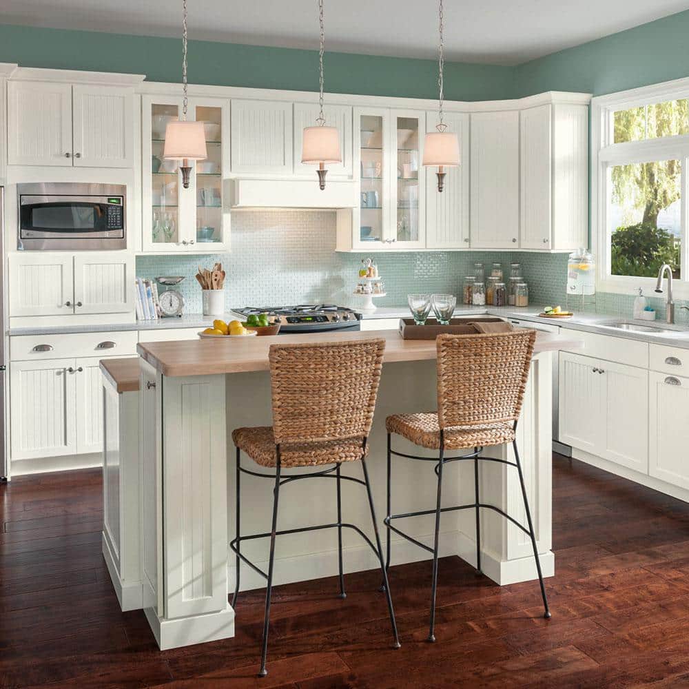 American Woodmark Custom Kitchen Cabinets Shown In Cottage Style HDINSTBL The Home Depot