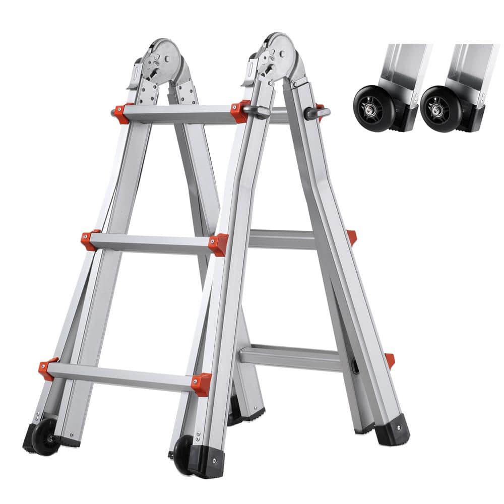 VEVOR Telescoping Ladder a Frame, 9.5 ft. Compact Aluminum Extension Ladder Collapsible RV Ladder Reach Multi-Position