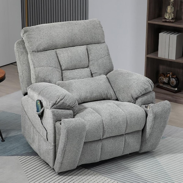 YOFE Upgraded Flagship Dual Motor Independent Control Oversized 180° Lay Flat Gray Chenille Power Lift Recliner Chair