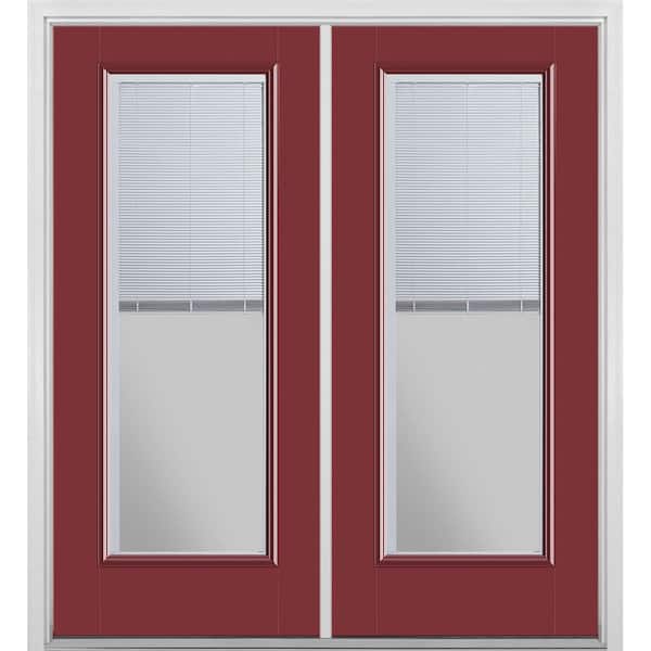 Masonite 72 in. x 80 in. Red Bluff Fiberglass Prehung Right-Hand Inswing Mini Blind Patio Door with Brickmold
