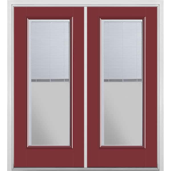 Masonite 72 in. x 80 in. Red Bluff Fiberglass Prehung Left Hand Inswing Mini Blind Patio Door with Brickmold, Vinyl Frame