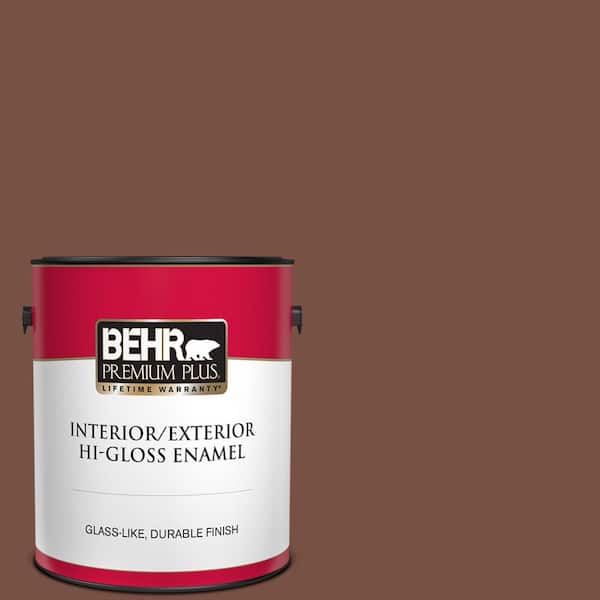 BEHR PREMIUM PLUS 1 gal. #S190-7 Toasted Pecan Hi-Gloss Enamel Interior/Exterior Paint