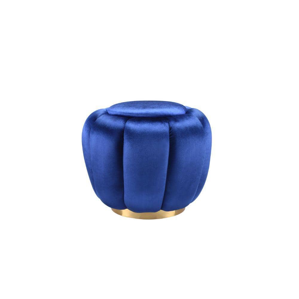 Sapphire Blue Velvet Ottoman Footstool