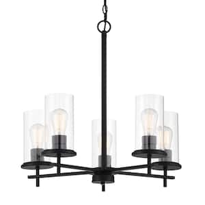 Haisley 5-Light Black Chandelier with Clear Glass Shades