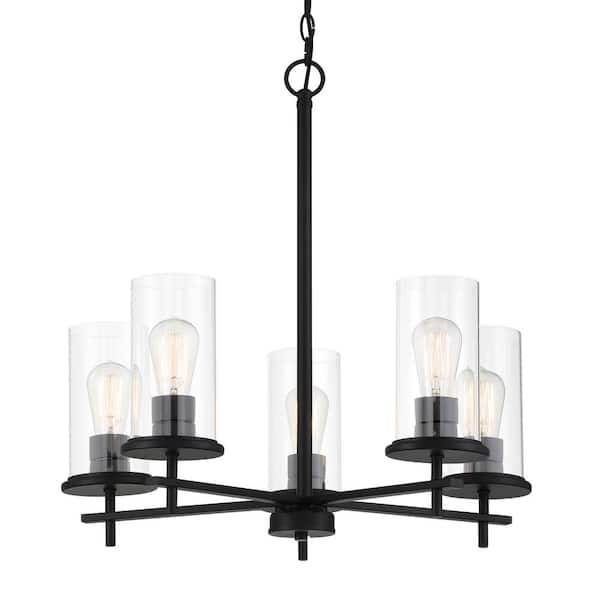 Minka Lavery Haisley 5-Light Black Chandelier with Clear Glass Shades