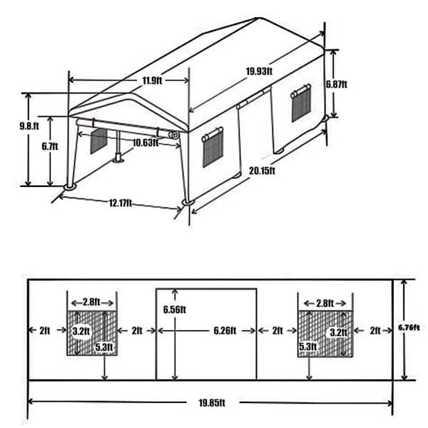 ToolCat 12 ft. x 20 ft. Heavy-Duty Outdoor Portable Garage