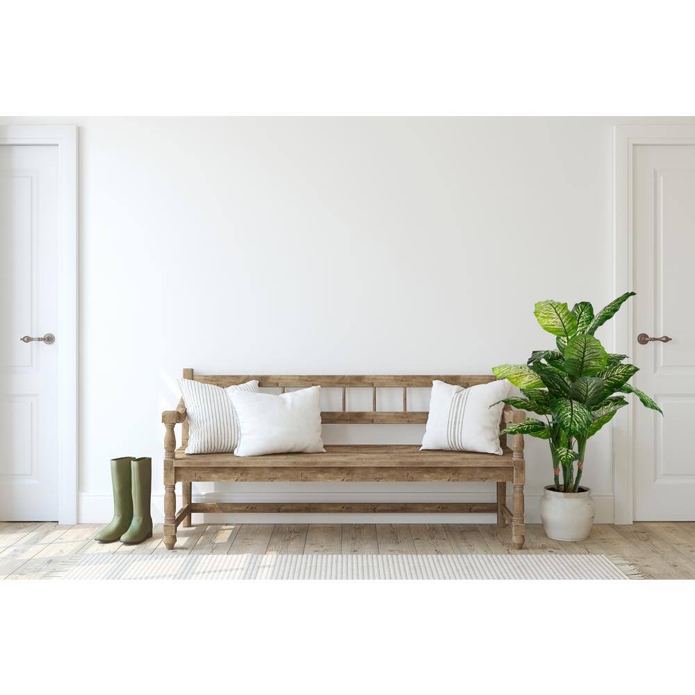 47'' Green Plastic Faux Philodendron Floor Plant in Black Pot