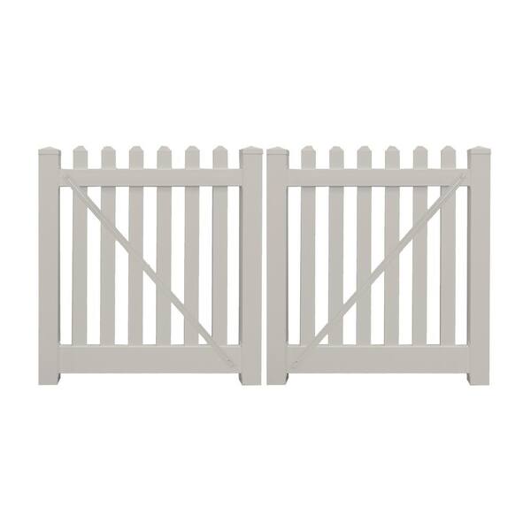 Weatherables Plymouth 8 ft. W x 5 ft. H Tan Vinyl Picket Double Fence Gate Kit