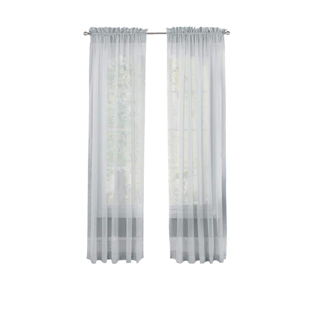 Victoria Gray Sheer Cotton Polyester Rod Pocket Curtain Panels