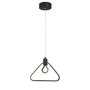 Edison's Outline 16-Watt 1-Light Black Statement Integrated LED Mini Pendant Light with Frosted Silicone Diffuser