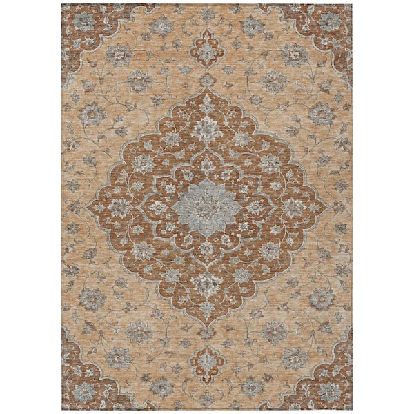 Chantille Machine Washable Indoor/Outdoor Abstract ACN3081 Copper 9 ft. x 12 ft. Area Rug