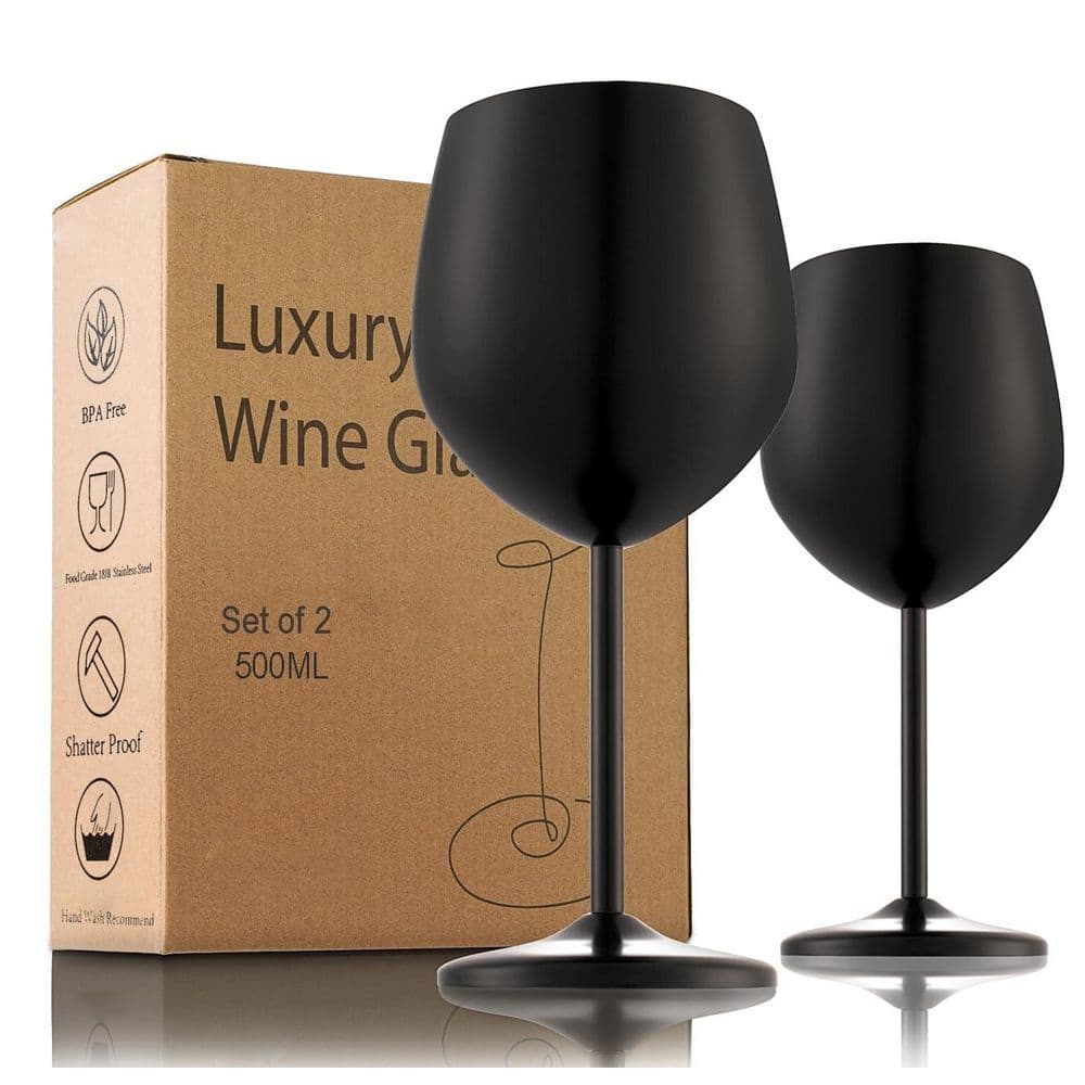 Stainless Steel Wine Glasses Set of 2, 18 oz. Unbreakable Black Wine Glass, for Outdoor Capming and Pool price history on PriceWatchPro