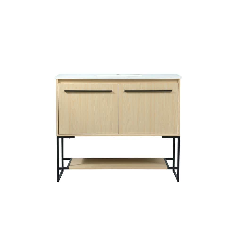 Simply Living 40 in. Single Bathroom Vanity in maple with Quartz Vanity Top
