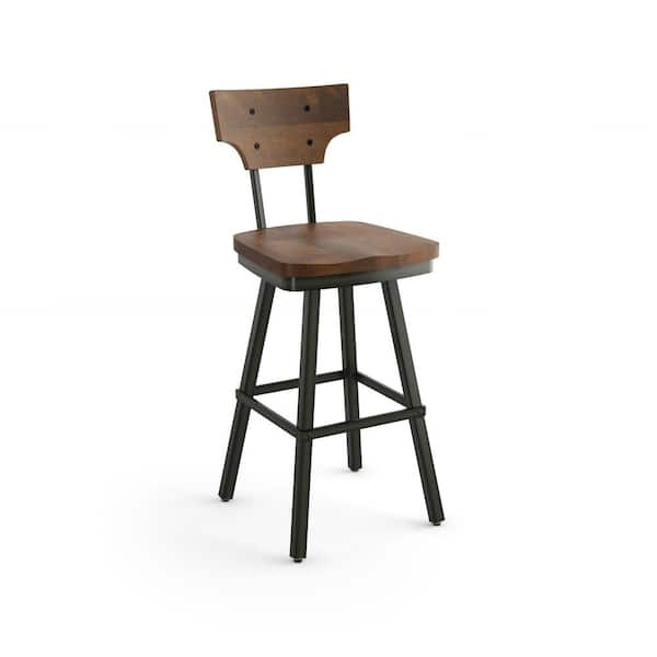 Amisco Ferguson 30 in. Brown Wood / Gun Metal Swivel Bar Stool