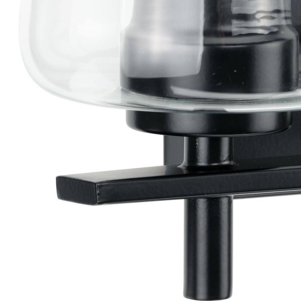 Matte Black 2-Light Wall Sconce with Clear Glass Shades