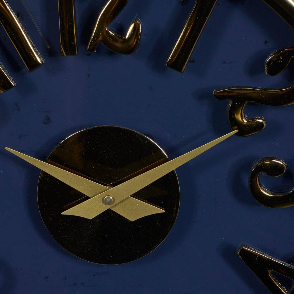 12" Blue and Gold Aluminum Round Wall Clock