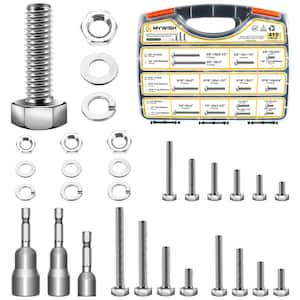 Stainless Steel External Hex Head Assorted Bolts Screw Kit with Drill Bits (410-Pack)