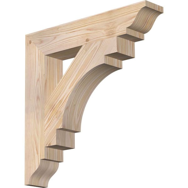 Ekena Millwork 3.5 in. x 20 in. x 20 in. Douglas Fir Merced Traditional Smooth Bracket