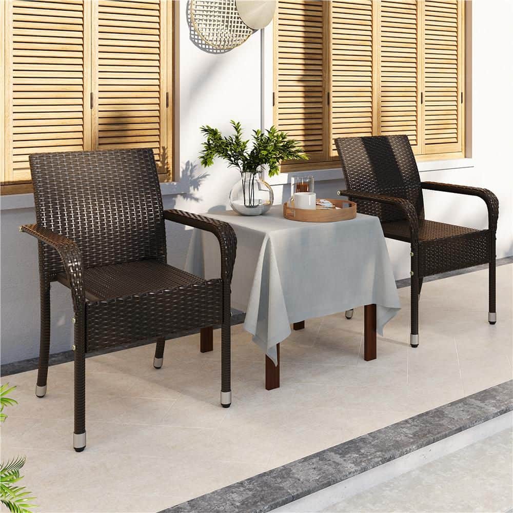 Set of 2 PE Outdoor Rattan Chair with Armrests and Adjustable Footpads for Garden Patio Backyard Poolside price history on PriceWatchPro