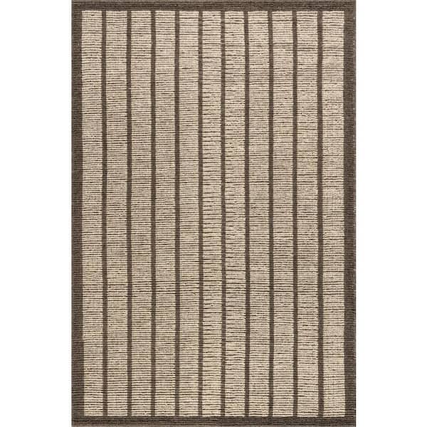 Eva Block Stripe Wool Area Brown 3 ft. x 5 ft. Indoor Area Rug