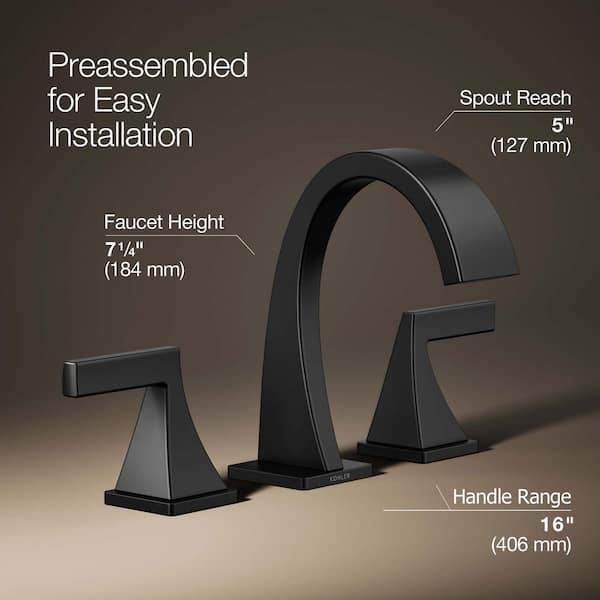 KOHLER Katun 8 in. Widespread 2-Handle Bathroom Faucet in Matte Black