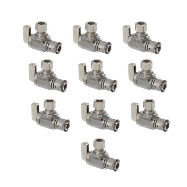Viega PureFlow 1/2 in. x 1/4 in. Press Zero Lead Nickel-Plated Brass Stop Valve Angled (10-Pack)