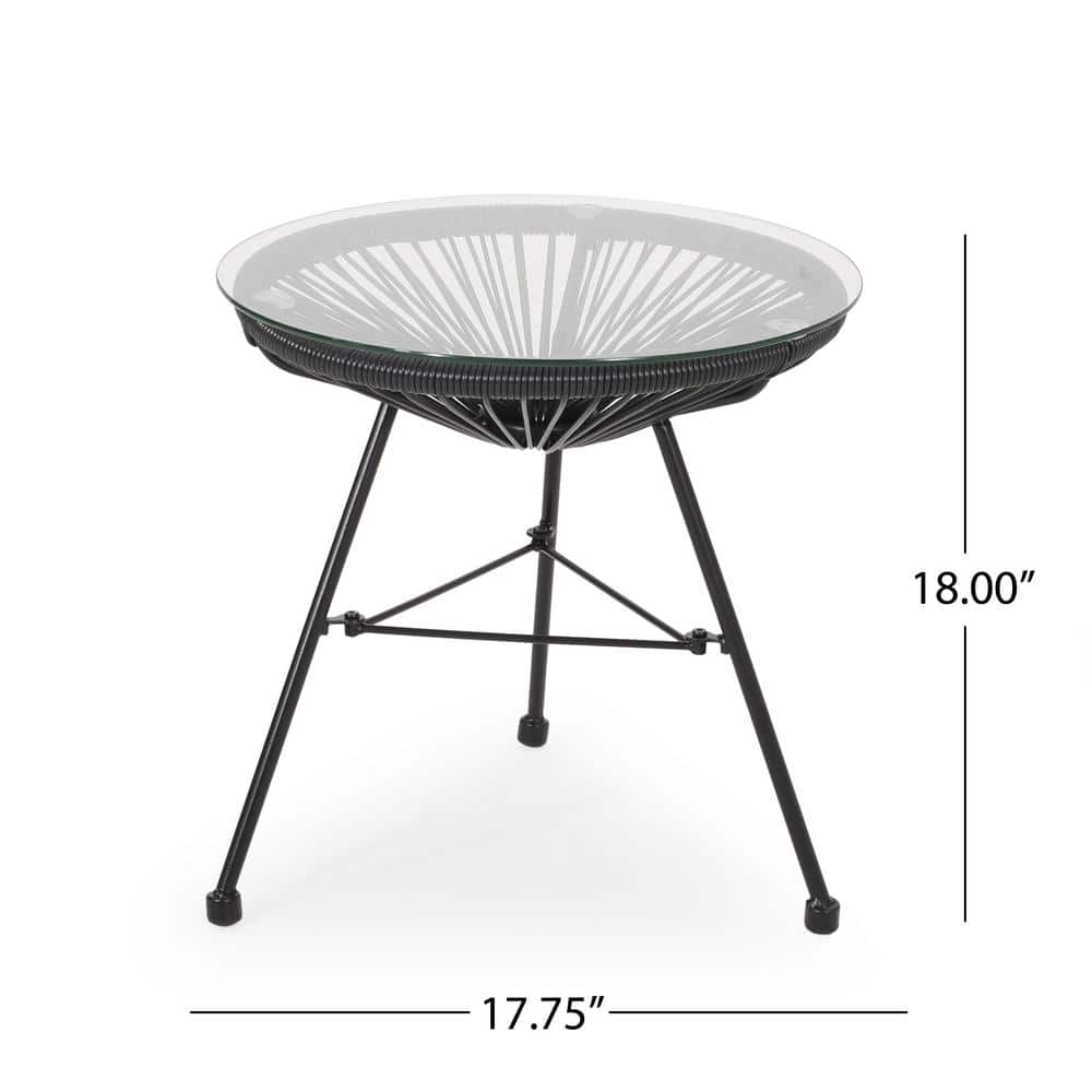 Modern 2-Person Black Iron & Faux Rattan Outdoor Chat Set