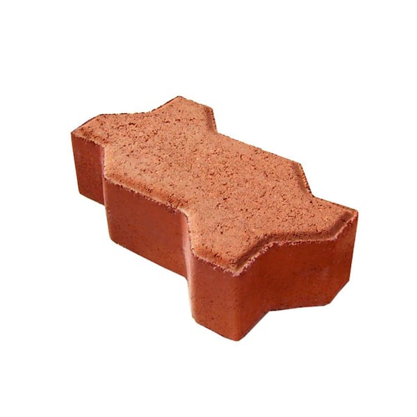 Tileco 9 in. x 4.5 in. x 60 mm Red Concrete Wave Paver