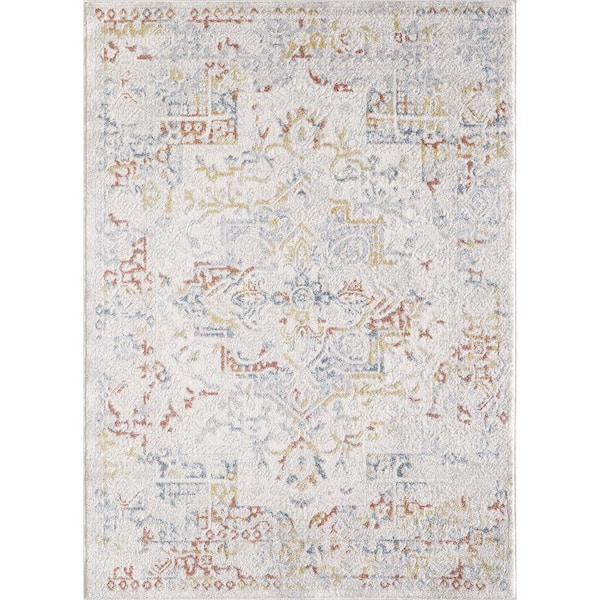 LOOMAKNOTI Shiplins Cream/Beige 5 ft. 3 in. x 7 ft. 3 in. Oriental Polypropylene Area Rug