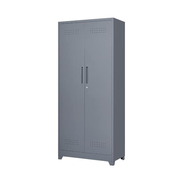 Tahanbath Must-Have Metal Storage Cabinets: Locking Door Cleaning Tool Cabinet for Kitchen, Office & More in Grey