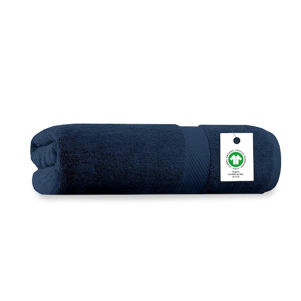 Delara 1-Piece Navy Blue Solid 100% Organic Cotton Luxuriously Plush Bath Sheet