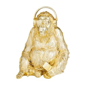 Gold Polystone Gorilla Sculpture