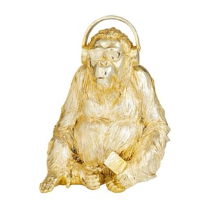 Litton Lane Gold Polystone See No Evil Monkey Sculpture (Set of 3) 98686 -  The Home Depot