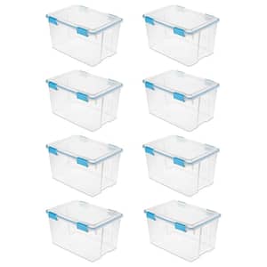 54 Qt. Gasket Box in Clear with Blue Latches, (8-Pack) 19344304