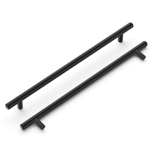 HICKORY HARDWARE Bar Pulls Collection 10-1/16 in. (256 mm) Center-to-Center Matte Black Cabinet Door and Drawer Bar Pull
