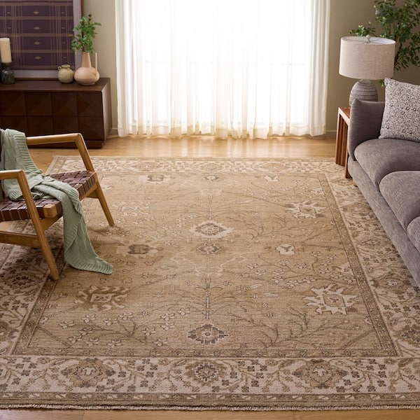 Izmir 10 ft. x 14 ft. Gold/Ivory Border Distressed Area Rug