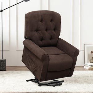 Brown Power Lift Recliner Chair Sofa for Elderly w/Side Pocket and Remote Control