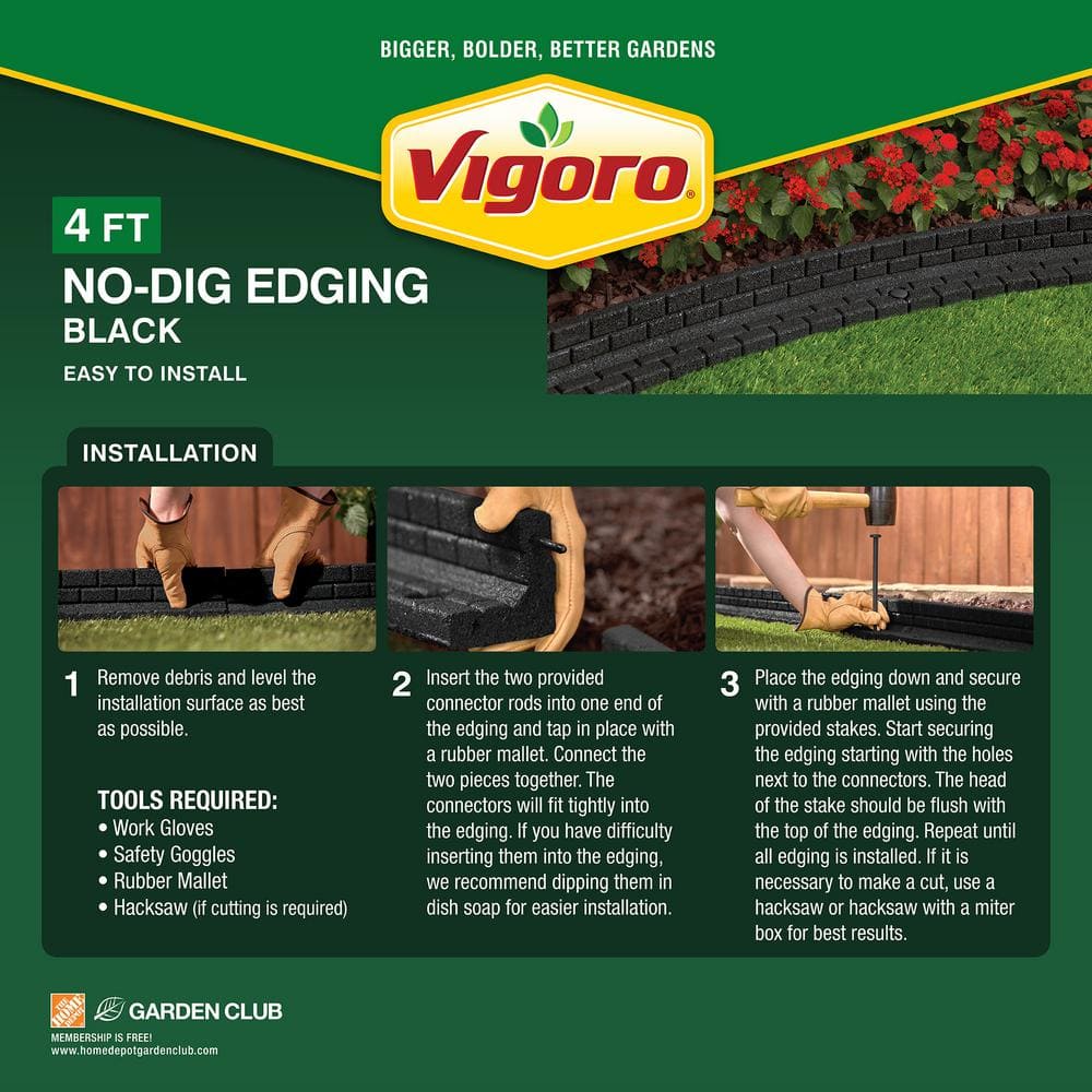 48-Pack Black Rubber Brickface Landscape Edging, 4' Sections