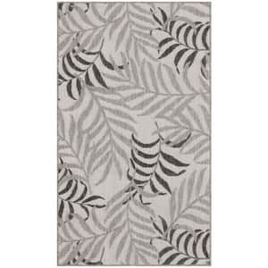 Garden Oasis Grey 3 ft. x 5 ft. Nature-inspired Contemporary Area Rug