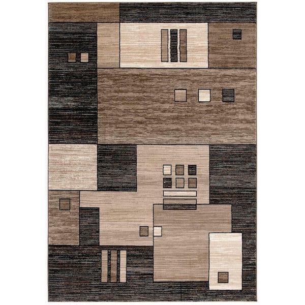 Montage 2' x 2' (Exact Size: 2'3" x 2') Geometric Indoor Doormat Rug, Brown Beige, Checkered