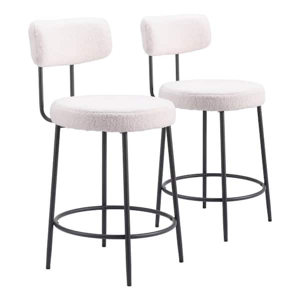 ZUO Blanca 24.8 in. Open Back Plywood Frame Counter Stool with 100% Polyester Seat - (Set of 2)