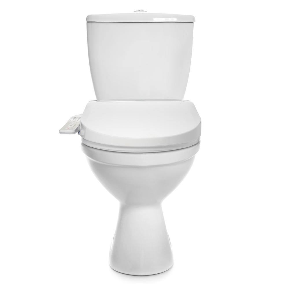 White Elongated Sidearm Bidet Seat with Warm Air Dryer