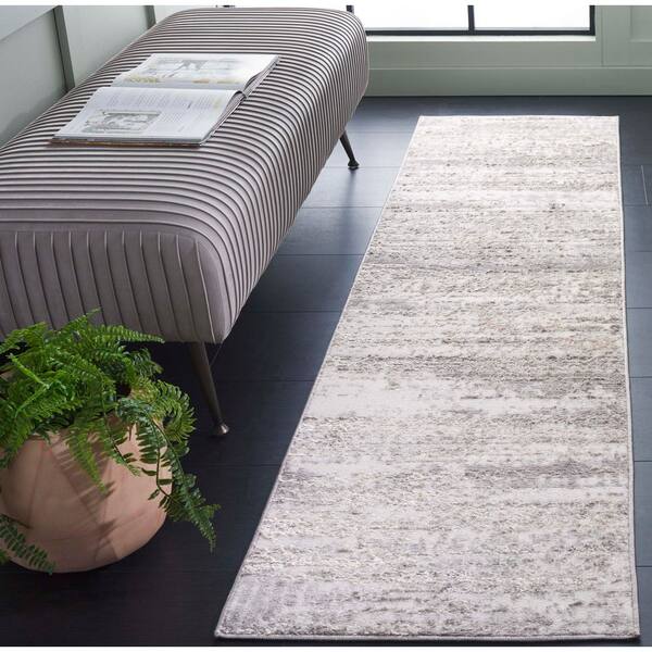 Maya 2 ft. x 8 ft. Ivory/Gray Distressed Abstract Runner Rug