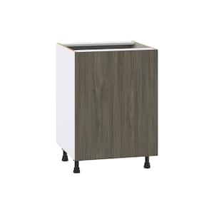 Medora 24 in. W x 34.5 in. H x 24 in. D Textured Slab Walnut Assembled Base Kitchen Cabinet with 3 Inner Drawers