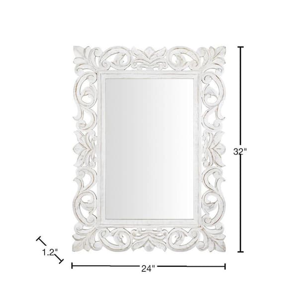 Medium Rectangular White Wood Framed Mirror (24 in. W x 32 in. H)